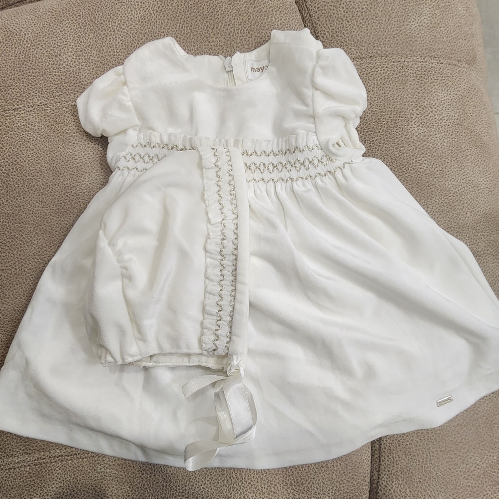 Mayoral winter white velvet dress set